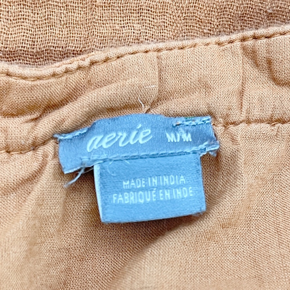 Aerie Dress Womens Medium Orange Cotton Gauze Henley Boho Ruffle Hem Minimalist - Picture 8 of 13